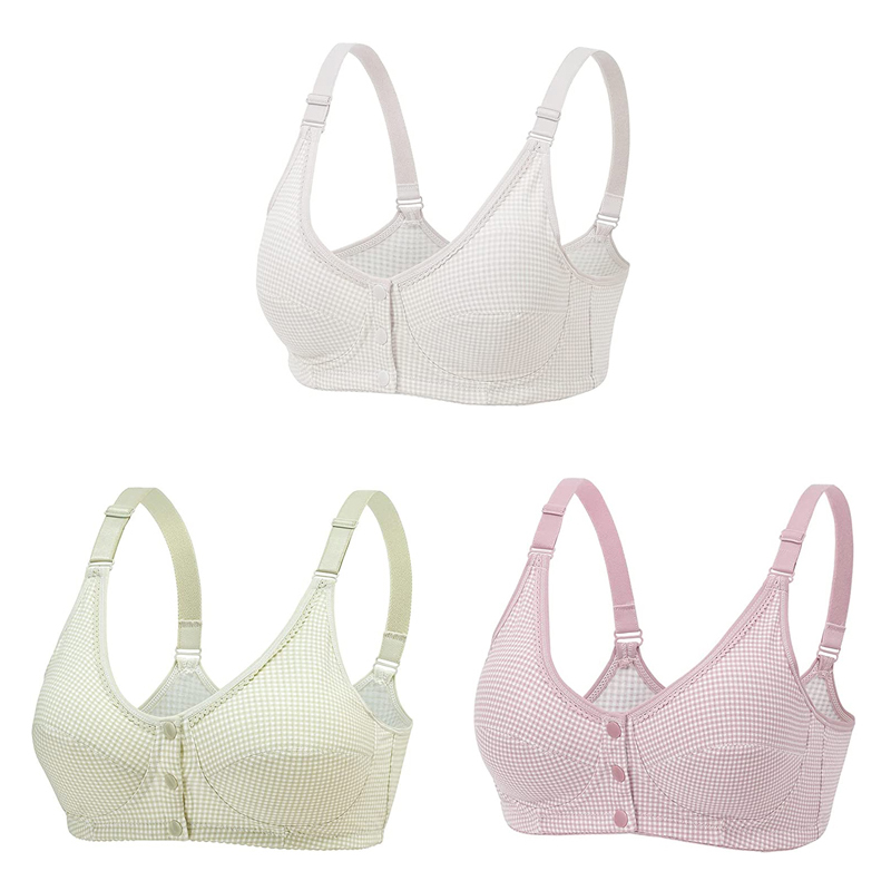 Womens Cotton Three Snaps Lace Snaps Bras