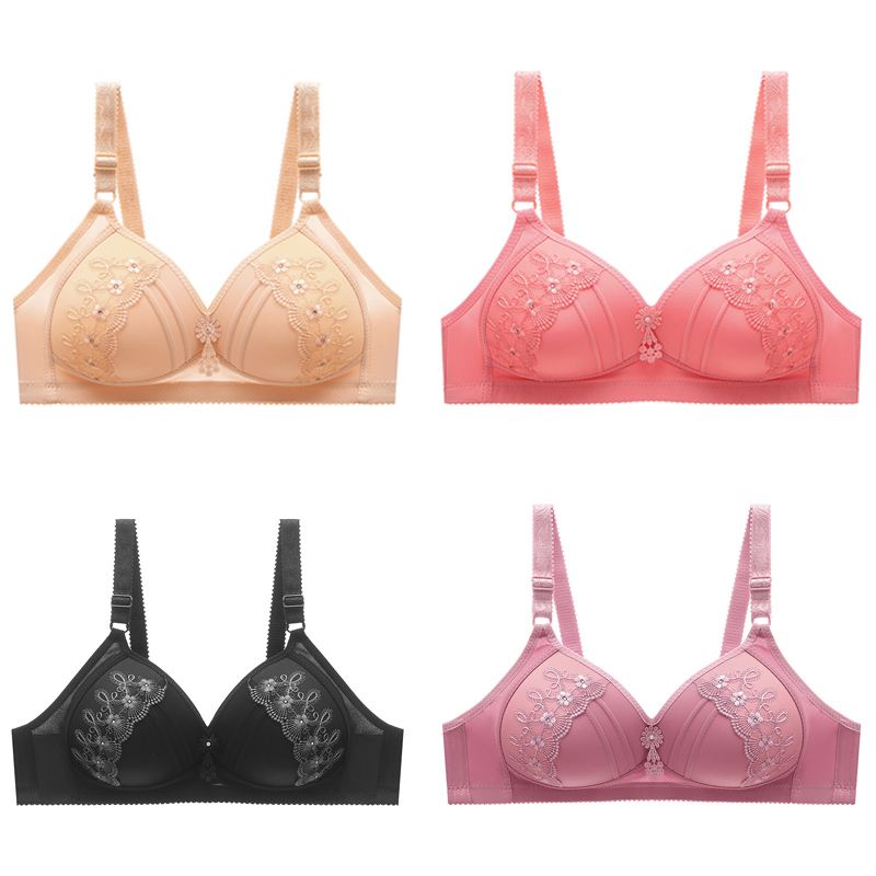 Women's Embroidered Wireless Bra Adjustable Shoulder Women's Bras