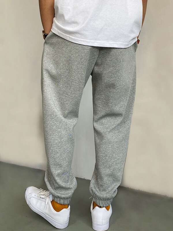 Men Letter Graphic Drawstring Waist Sweatpants