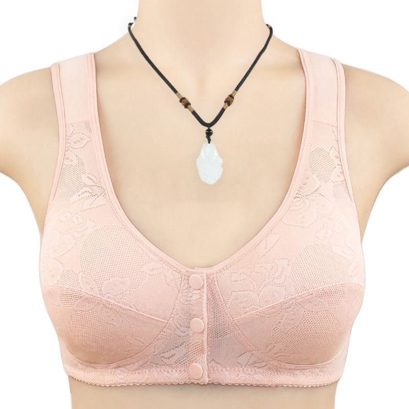 Convenient Front Button Flower Bra