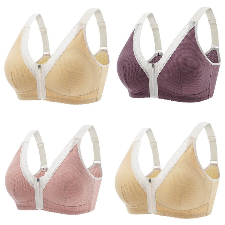 Front Zipper Women's Underwireless Wide Strap Tank Top Bra