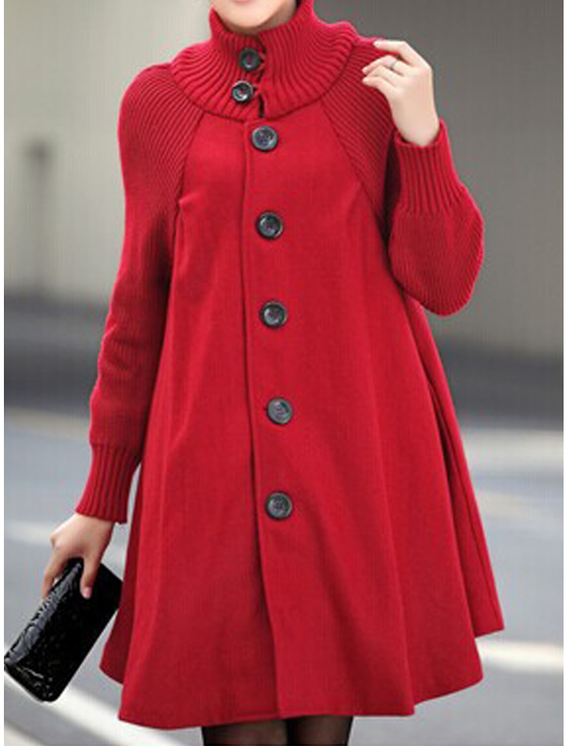 Women's Winter Coat Cloak / Capes Long Coat Winter Coat Single Breasted Thermal Warm Trench Coat Single Breasted Stand Collar Loose Fit Outerwear Long Sleeve