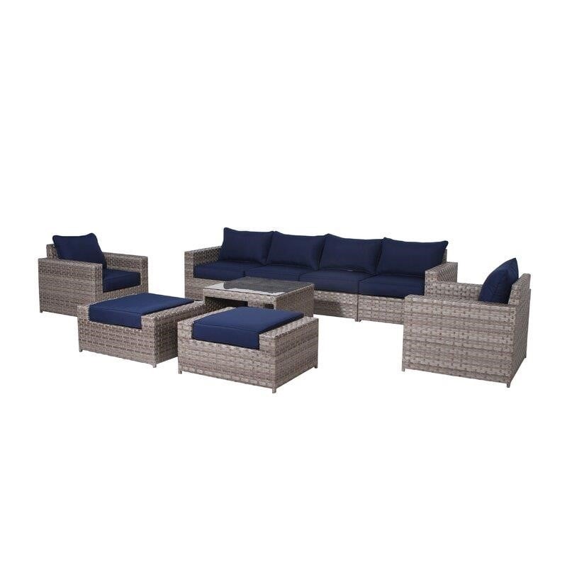 Kordell Wicker/Rattan 6 - Person Seating Group with Cushions