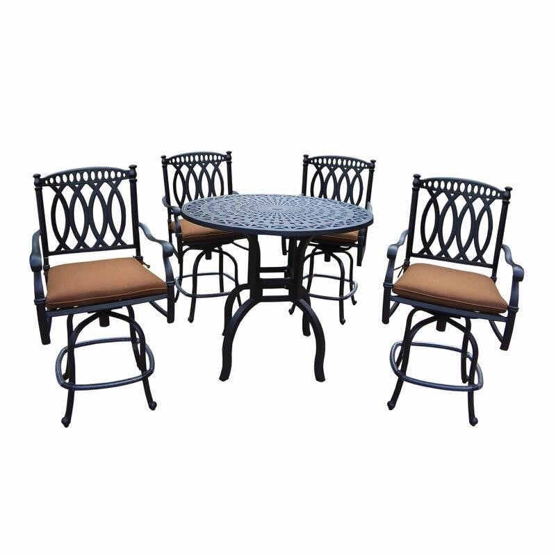 Otsego 4 - Person Aluminum Bar Height Dining Set with Cushions