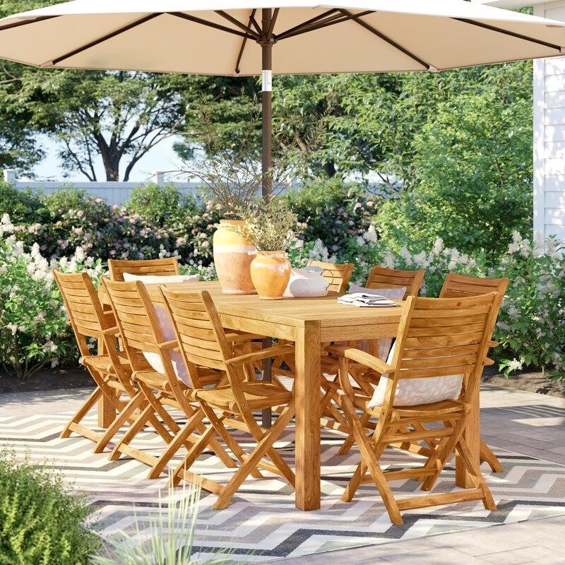Decastro Rectangular 8 - Person 87'' Long Teak Dining Set