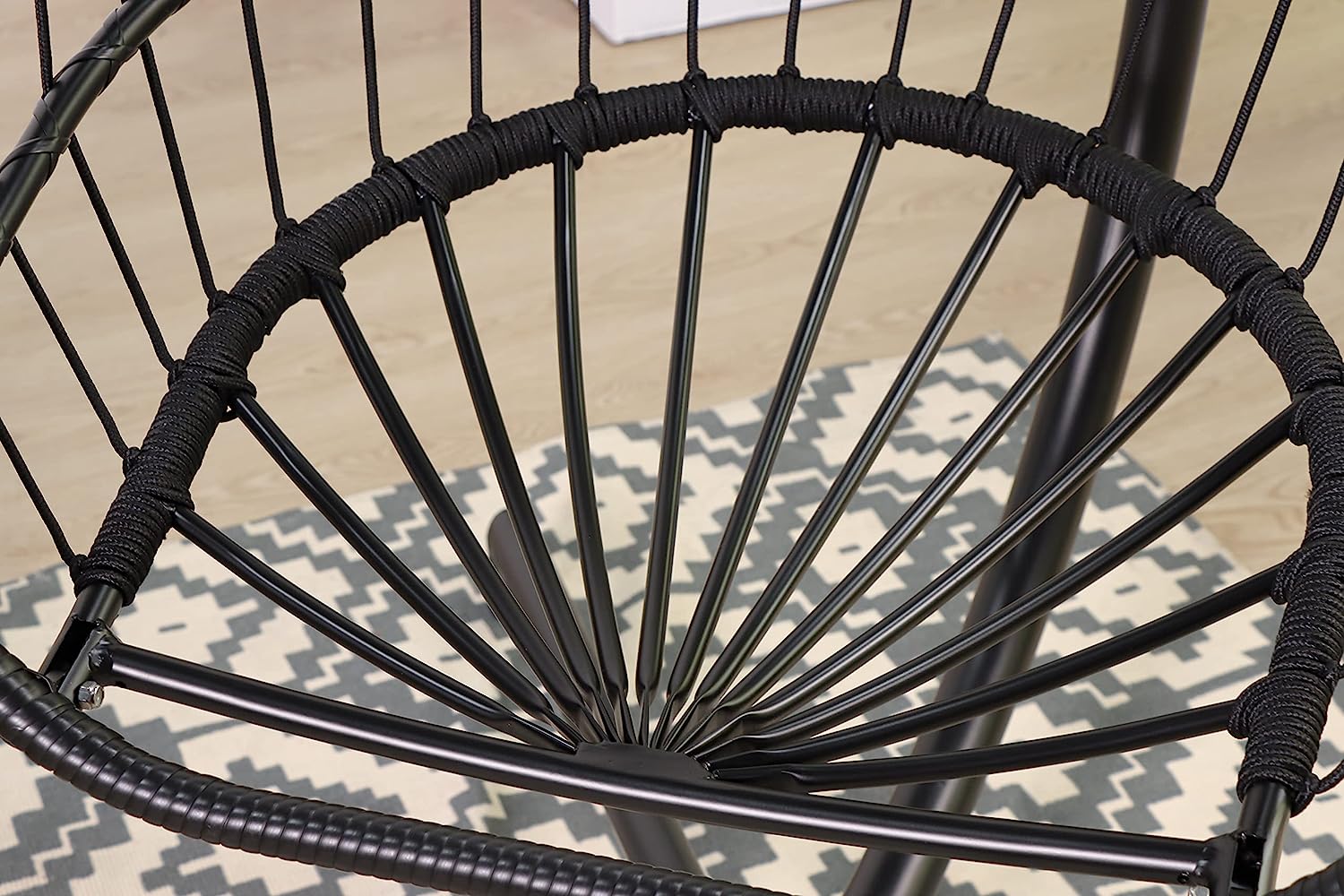 Avenlur Outdoor Patio Hanging Chair - Hammock Swing Egg Chair with Stand, Indoor/Outdoor Hanging Chair for Patio Bedroom Balcony (Black)