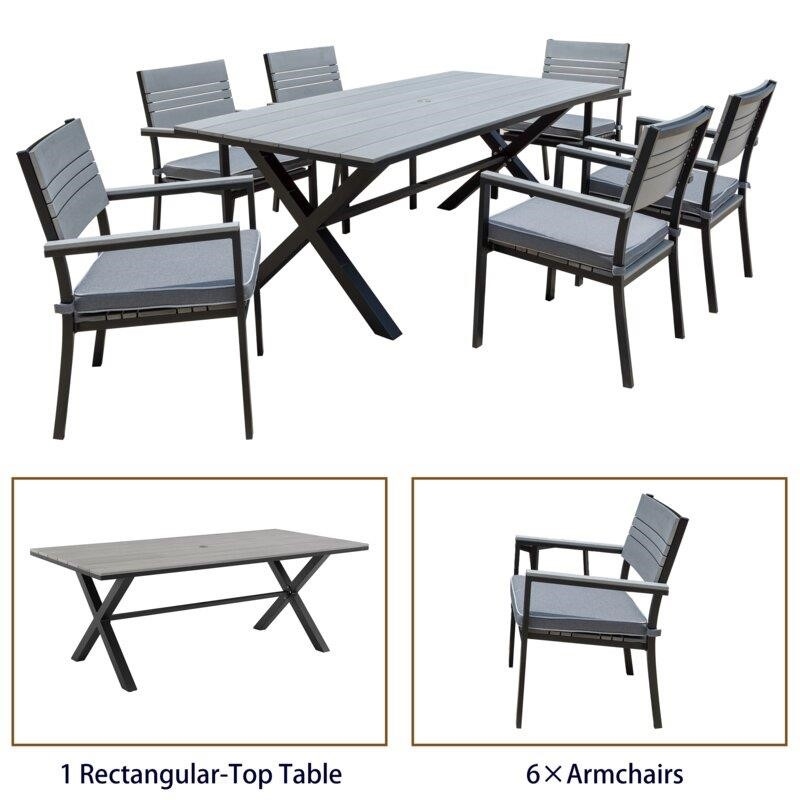 Abby Rectangular 6 - Person 78.74'' Long Dining Set with Cushions