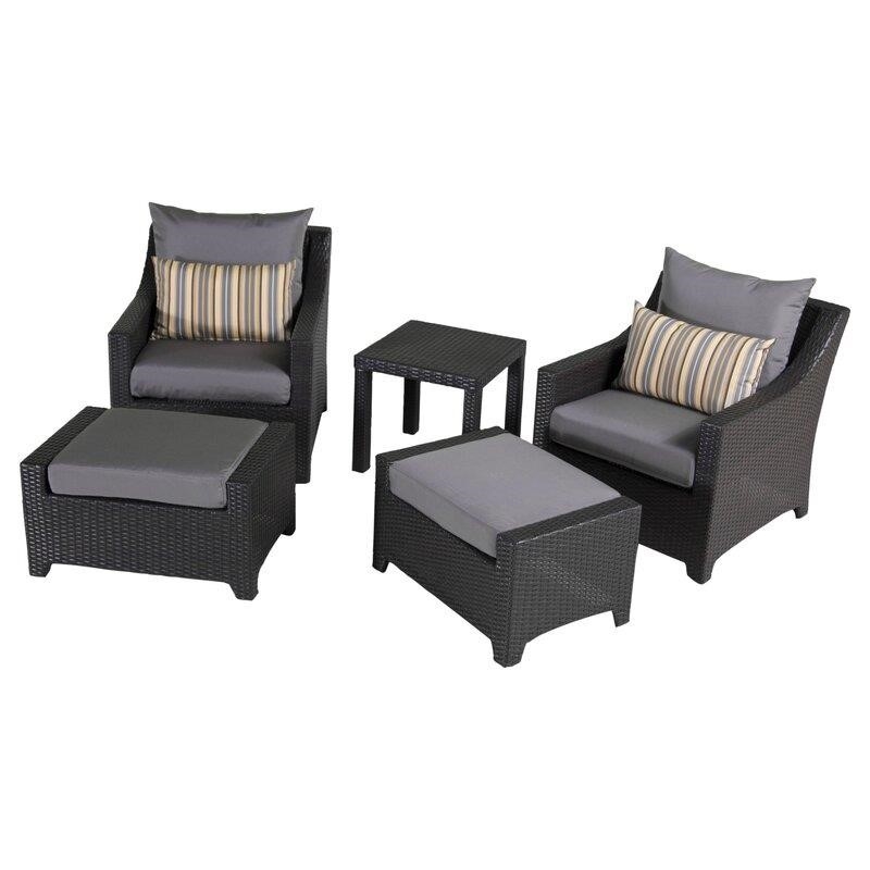 Northridge Wicker/Rattan 5 - Person Seating Group with Sunbrella Cushions
