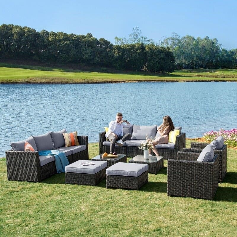 Cassville Wicker/Rattan 8 - Person Seating Group with Cushions