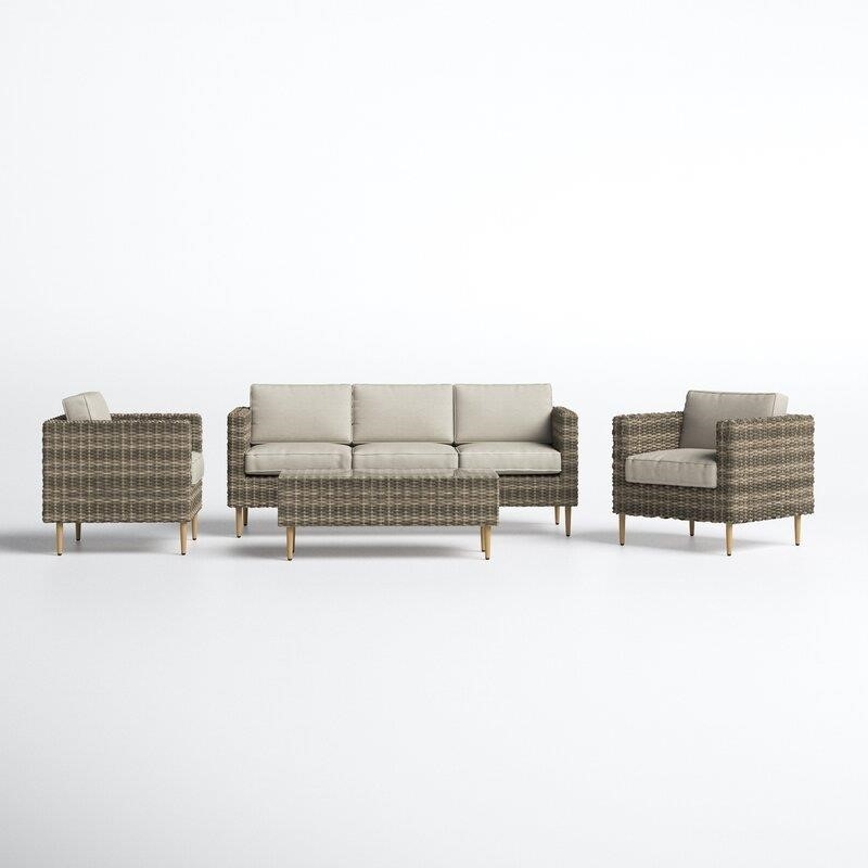 Cassidy Wicker/Rattan 5 - Person Seating Group with Cushions