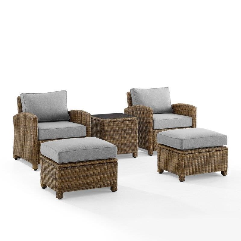 Kestner Wicker/Rattan 2 - Person Seating Group with Cushions