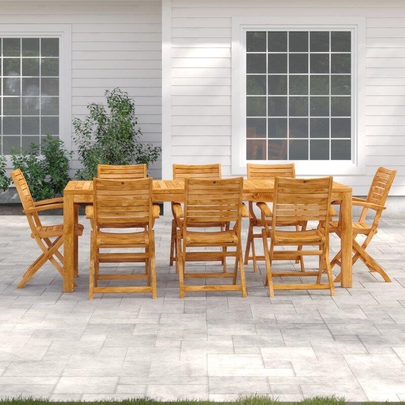 Decastro Rectangular 8 - Person 87'' Long Teak Dining Set