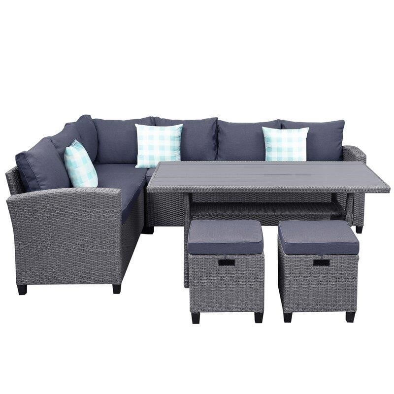 Julianna Wicker/Rattan 7 - Person Seating Group with Cushions
