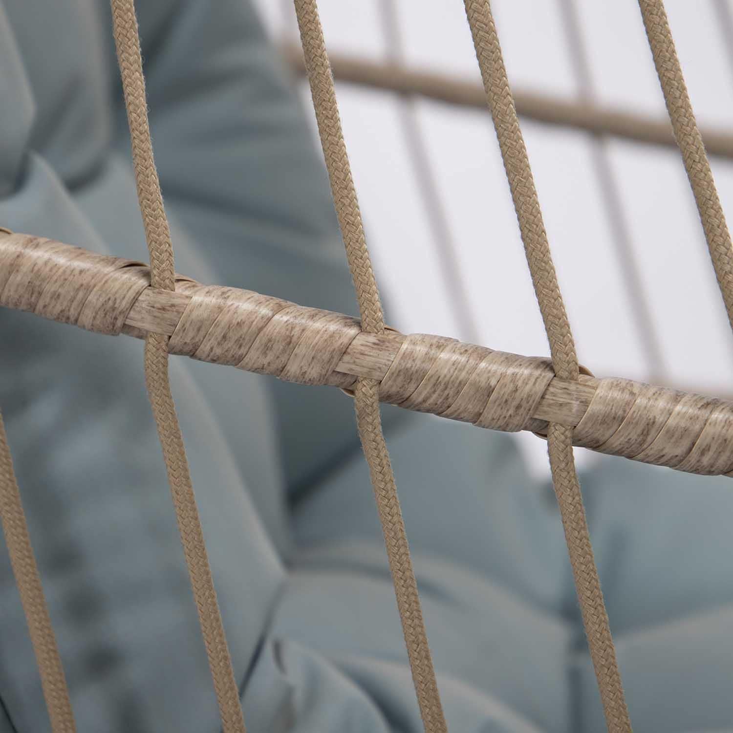 Indoor Outdoor Patio Wicker Hanging Chair Swing Egg Basket Chairs with Stand UV Resistant Cushions 350lbs Capaticy for Patio Backyard Balcony Xmas Gift