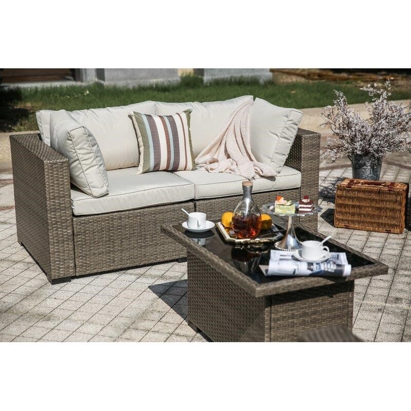 Wragby Wicker/Rattan 6 - Person Seating Group with Cushions