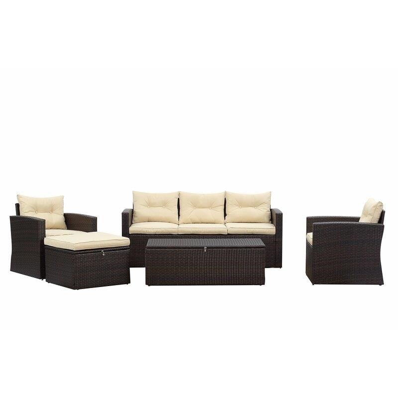Connor Wicker/Rattan 6 - Person Seating Group with Cushions