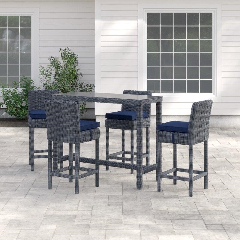 Keiran Rectangular 4 - Person 52'' Long Bar Height Dining Set with Cushions