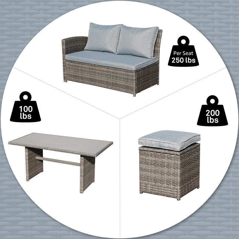 Binpal 7 Piece Rattan Sectional Seating Group with Cushions