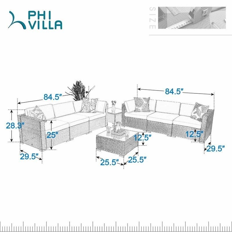 Ragnar 8 Piece Rattan Sofa Seating Group with Cushions