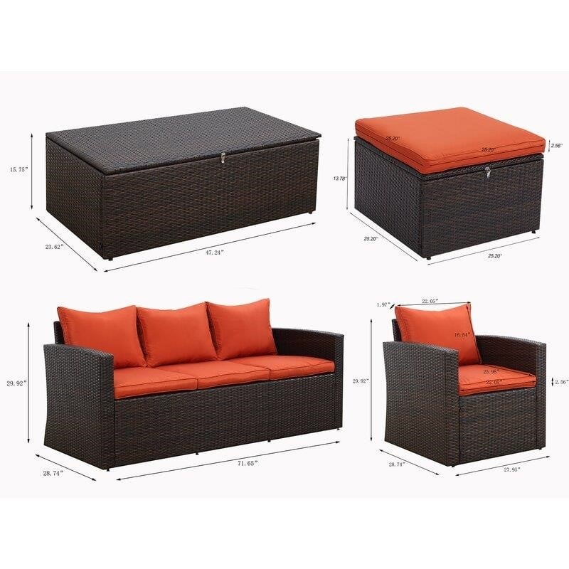 Connor Wicker/Rattan 6 - Person Seating Group with Cushions