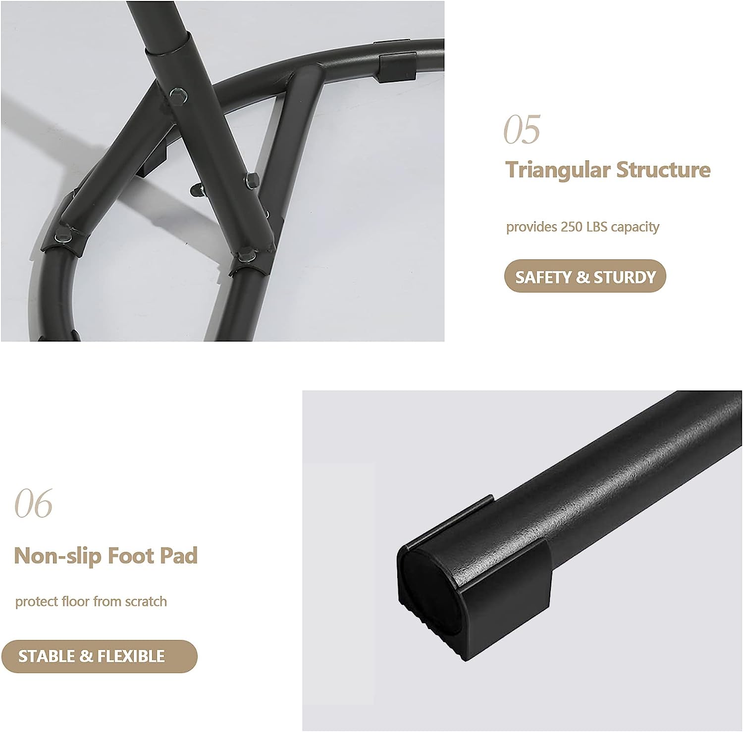 Ulax Furniture Egg Chair, Hanging Swing Chair with Stand, Hanging Lounge Chair, Outdoor Patio Wicker Tear Drop Hammock Chair with Cushion (Navy)