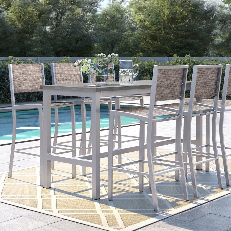 Mckinnon Rectangular 6 - Person 73'' Long Aluminum Bar Height Dining Set