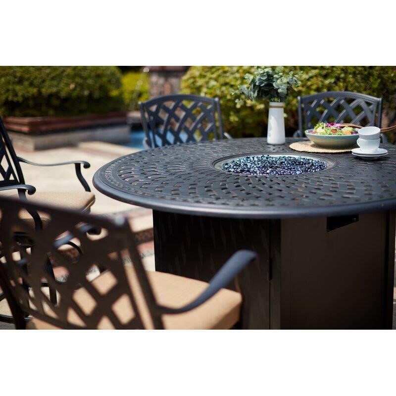 Miltenberger Round 6 - Person 60'' Long Bar Height Dining Set with Cushions