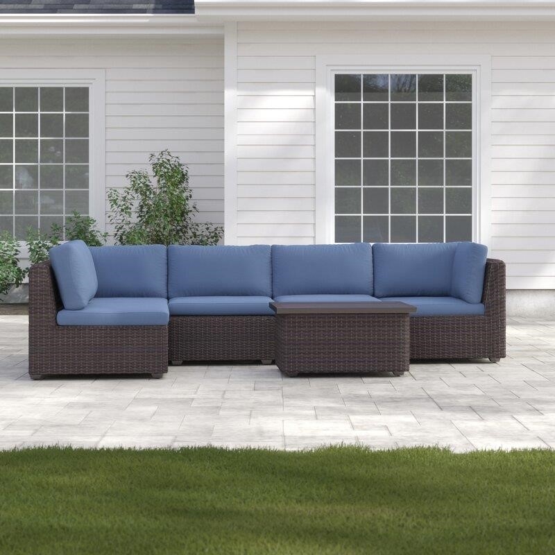 Fernando Wicker/Rattan 5 - Person Seating Group with Cushions