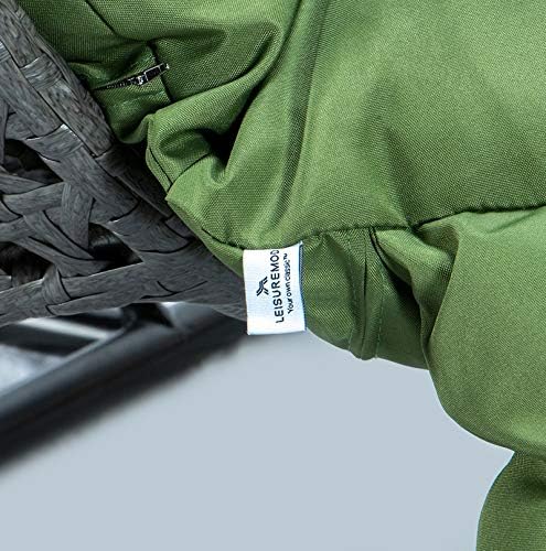 LeisureMod 2 Person Hanging Double Swing Chair, X-Large Wicker Rattan Egg Chair with Stand and Cushion for Indoor Outdoor Patio Garden (Light Green)