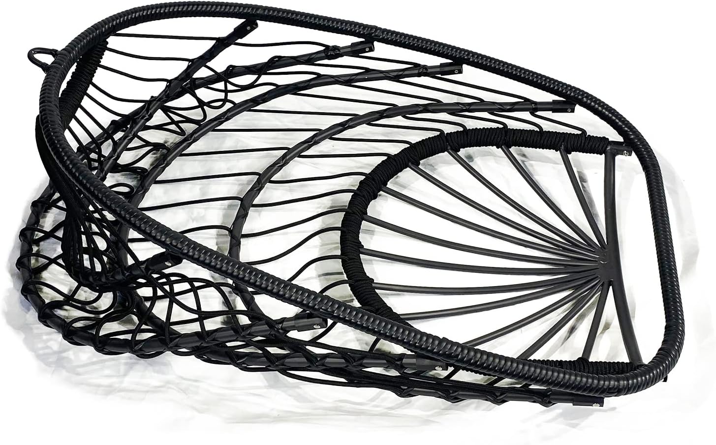 PRIVATE GARDEN Large Hanging Egg Chair with Stand Upgraded Wicker Egg Swing Chair Outdoor Indoor PE Rattan Hanging Chair with Grey Comfort Cushion Heavy Duty C-Stand