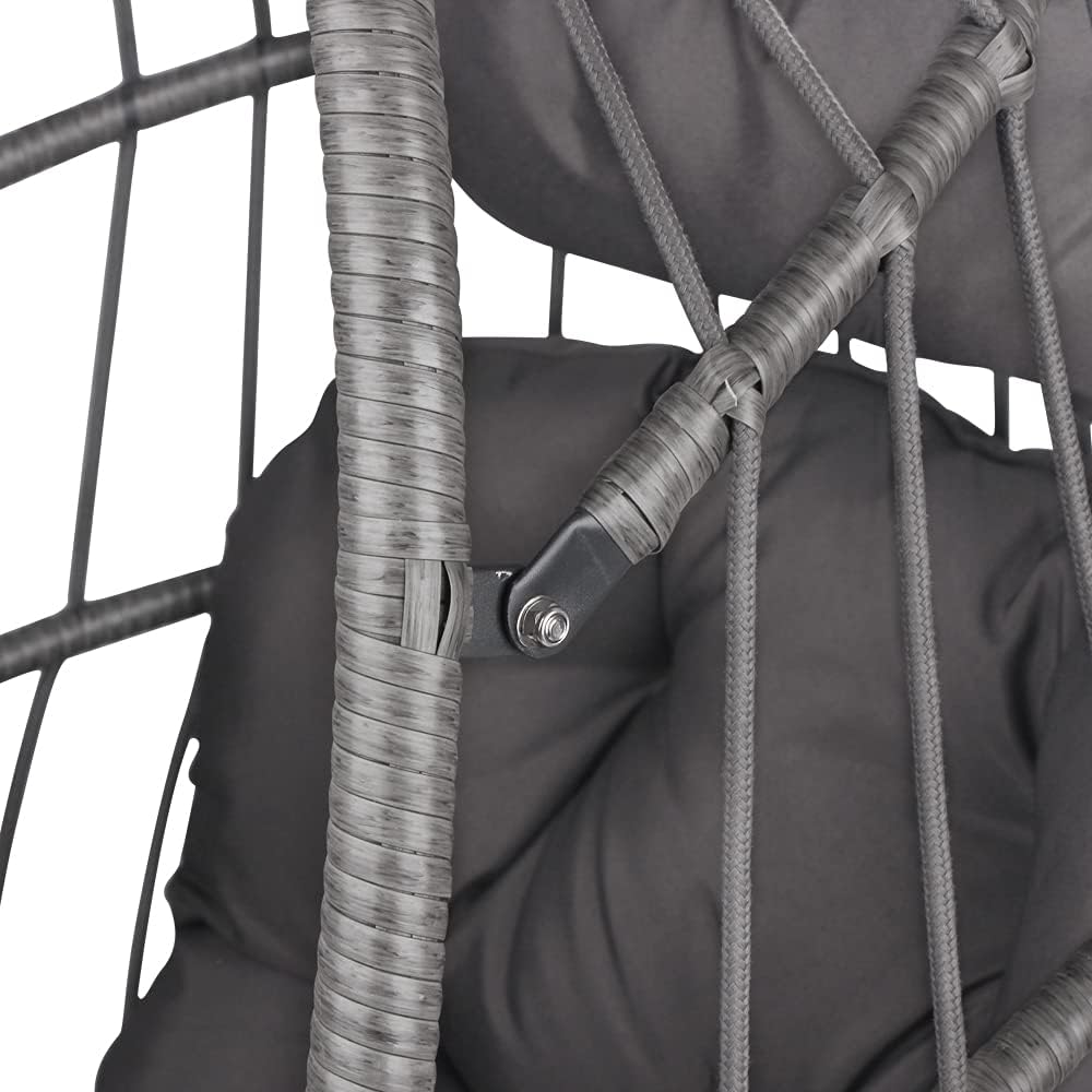 RADIATA Double Egg Chair with Stand Luxury Outdoor Patio Wicker Loveseat Hanging Swing Egg Chairs with Resistant Cushions Metal Frame 500 lbs Capaticy for 2 Persons Patio Backyard Balcony