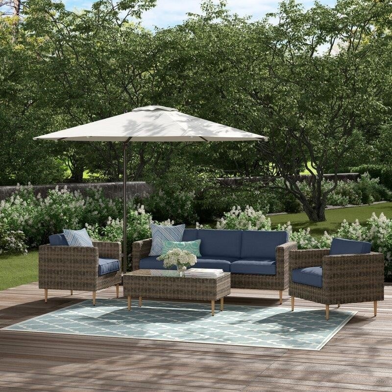 Cassidy Wicker/Rattan 5 - Person Seating Group with Cushions