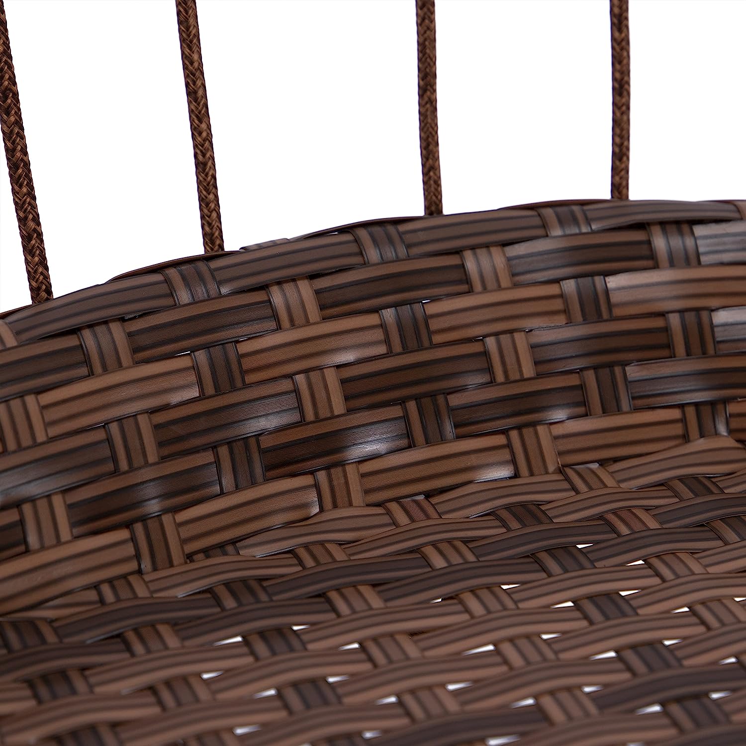 Hanging Chair with Stand Hanging Basket Chair Indoor Outdoor Brown Rattan Wicker Chair Swing with Beige Cushion Swing Chair Hanging Egg Hammock for Patio Yard Living Room Bed Room (Brown)