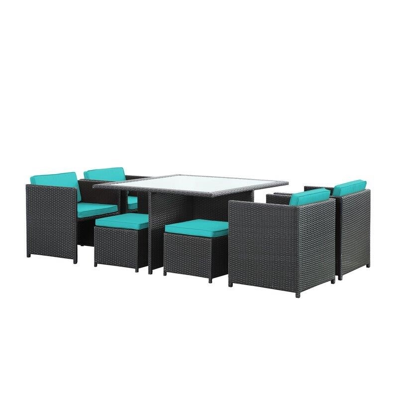 Travers Square 51'' Long Dining Set with Cushions