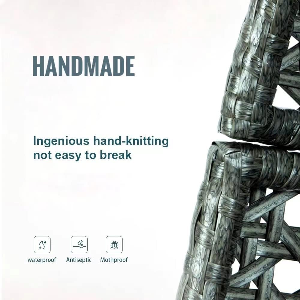 Hanging Egg Chair with Stand, 2 Person Heavy Duty Hanging Wicker Rattan Swing Chair Basket Hammock Nest Chair Seat for Indoor Outdoor Patio Lounger Swinging Loveseat (Beige)