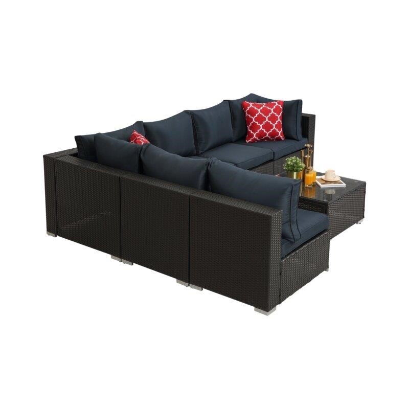 Jaelyn Wicker/Rattan 6 - Person Seating Group with Cushions