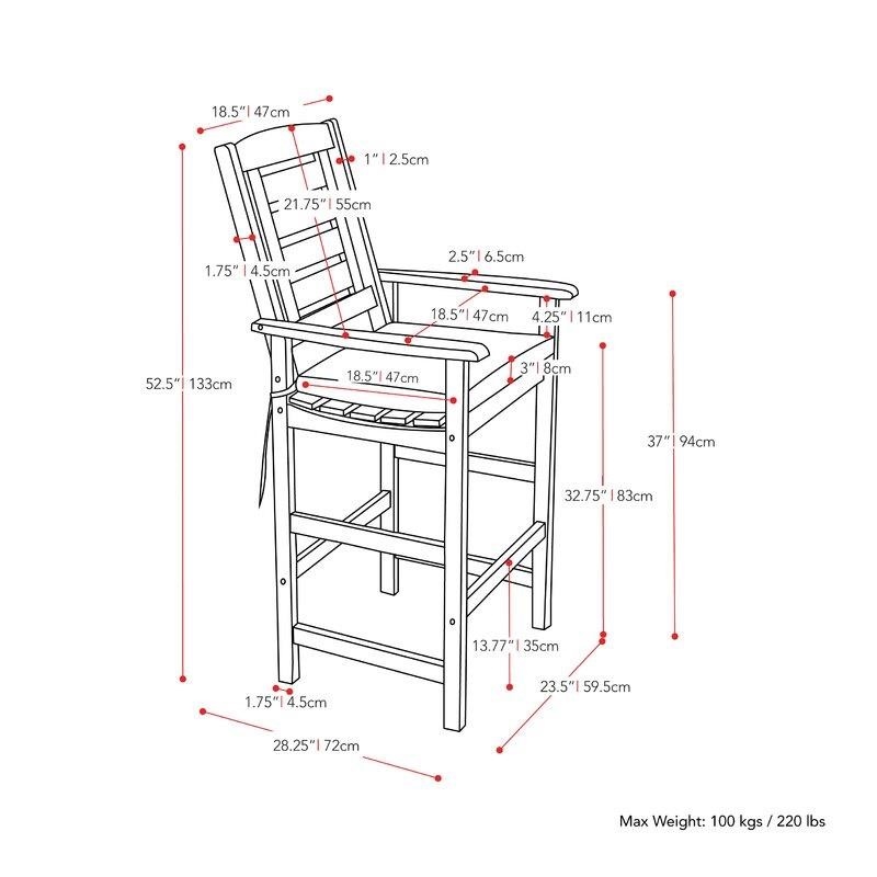 Katishia Square 4 - Person 35.5'' Long Bar Height Dining Set with Cushions