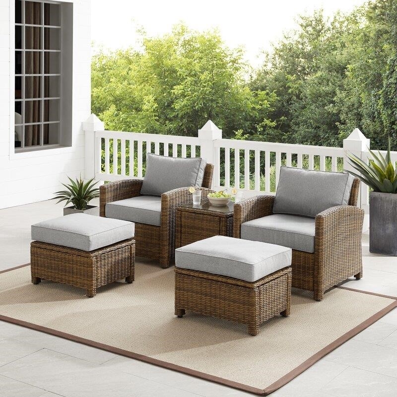 Kestner Wicker/Rattan 2 - Person Seating Group with Cushions