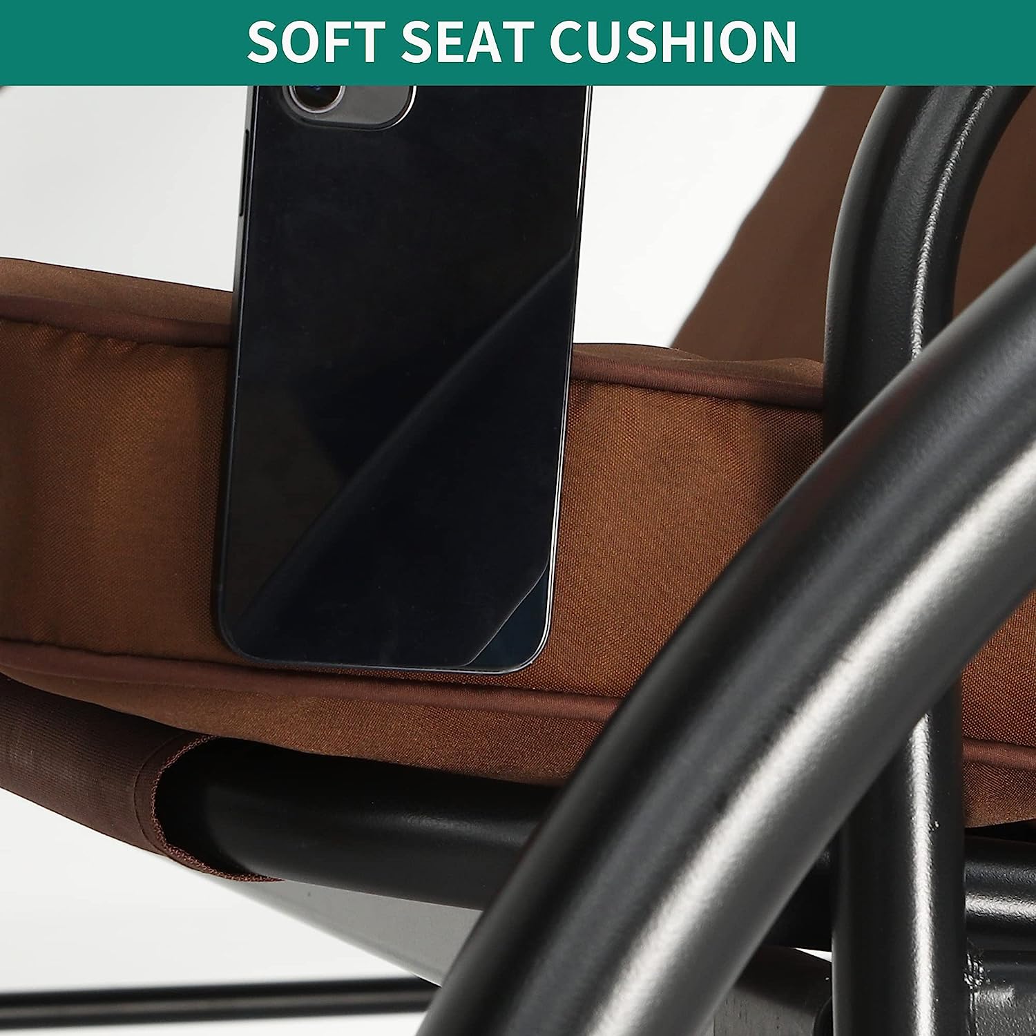 YITAHOME Porch Swing Bed 3-Seats Outdoor Patio Swing Heavy Duty Swing Chair with Adjustable Canopy Removable Cushion, Suitable for Adult in Garden, Poolside, Balcony, Brown