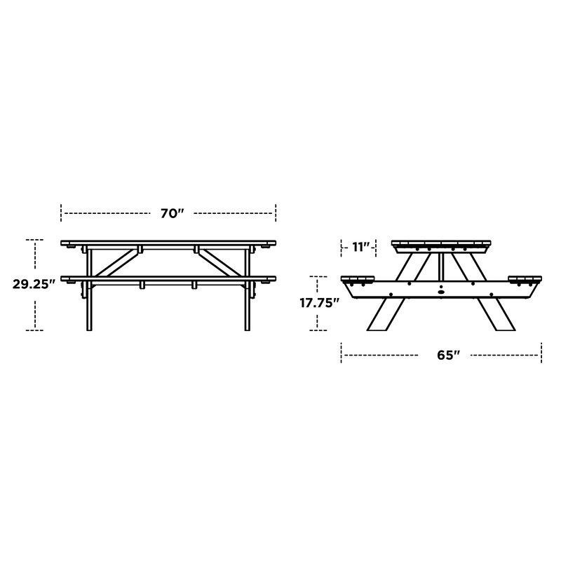 Park Rectangular 65'' Long Picnic Table