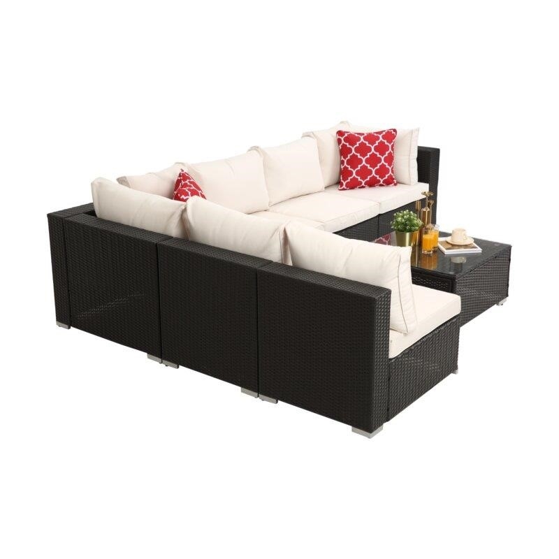 Jaelyn Wicker/Rattan 6 - Person Seating Group with Cushions