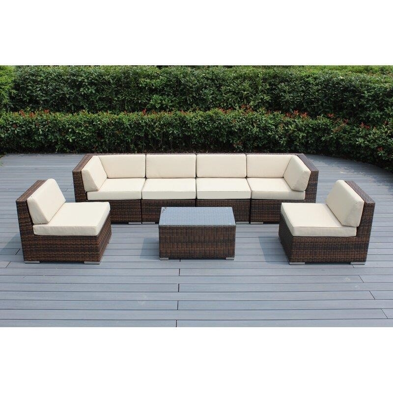 Barneveld Wicker/Rattan 6 - Person Seating Group with Cushions