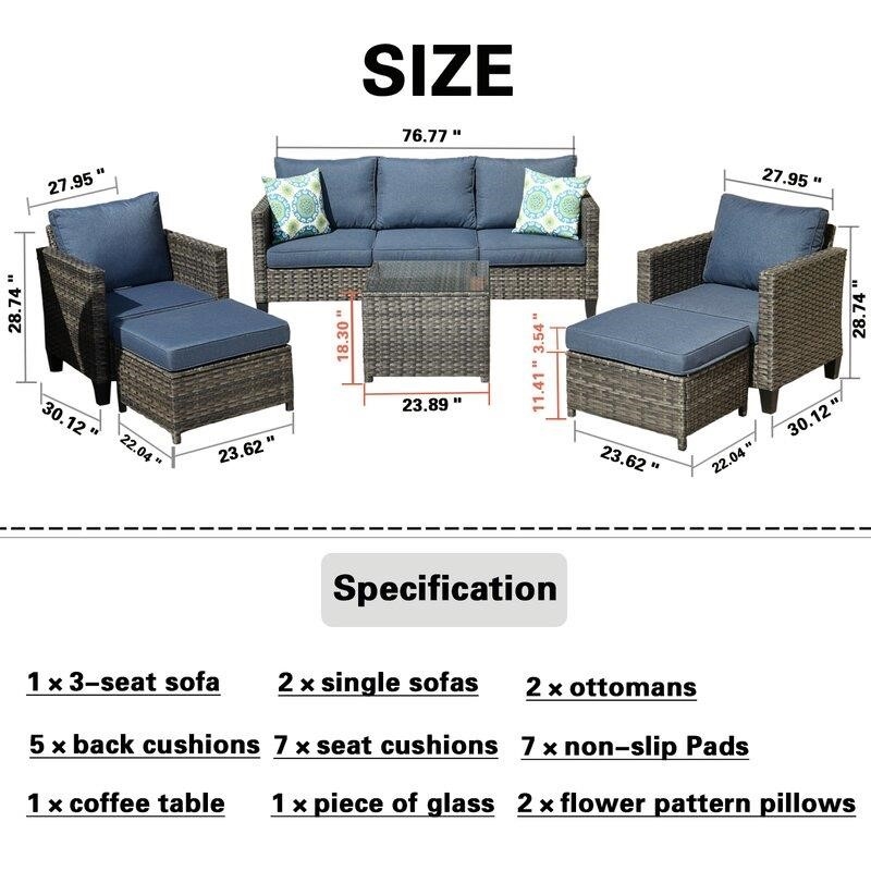 Harshil 6 Piece Rattan Sofa Seating Group with Cushions