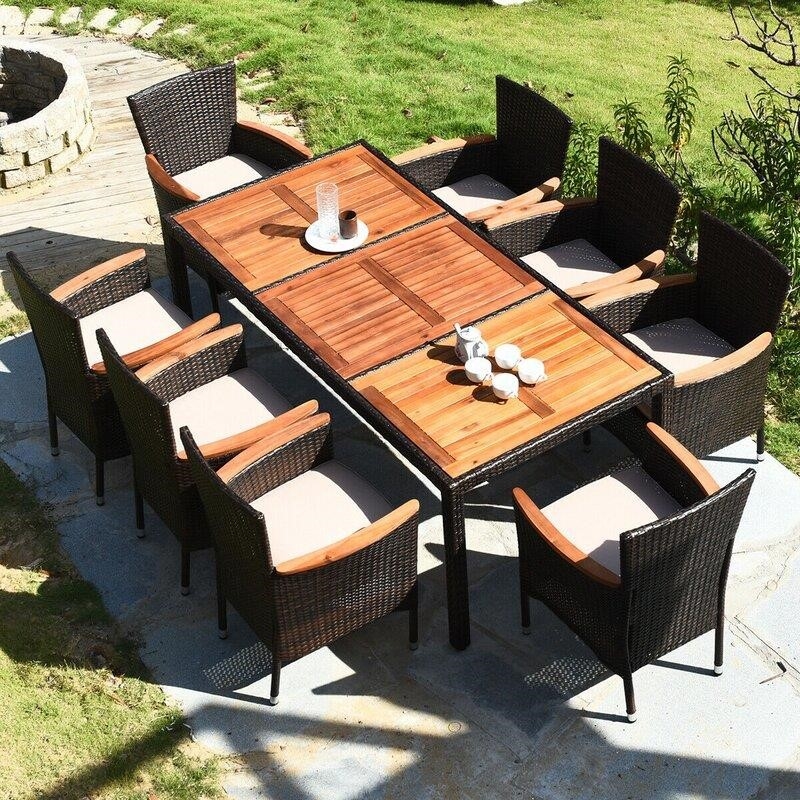 Hemmelgarn Rectangular 8 - Person 76'' Long Dining Set with Cushions