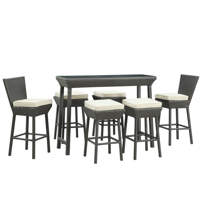 Rectangular 6 - Person 51'' Long Bar Height Dining Set with Cushions