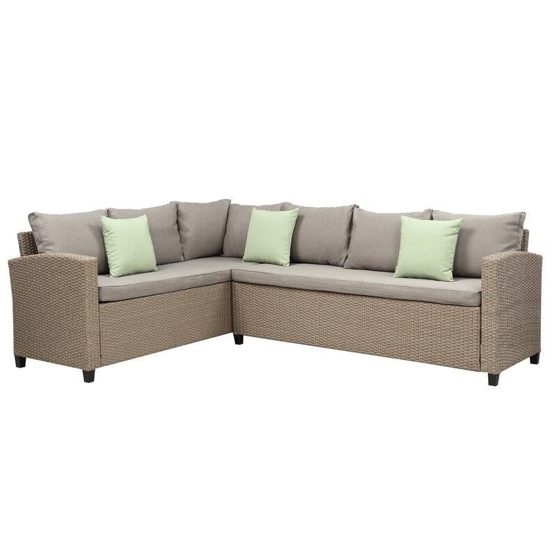 Bradyn Wicker/Rattan 7 - Person Seating Group with Cushions