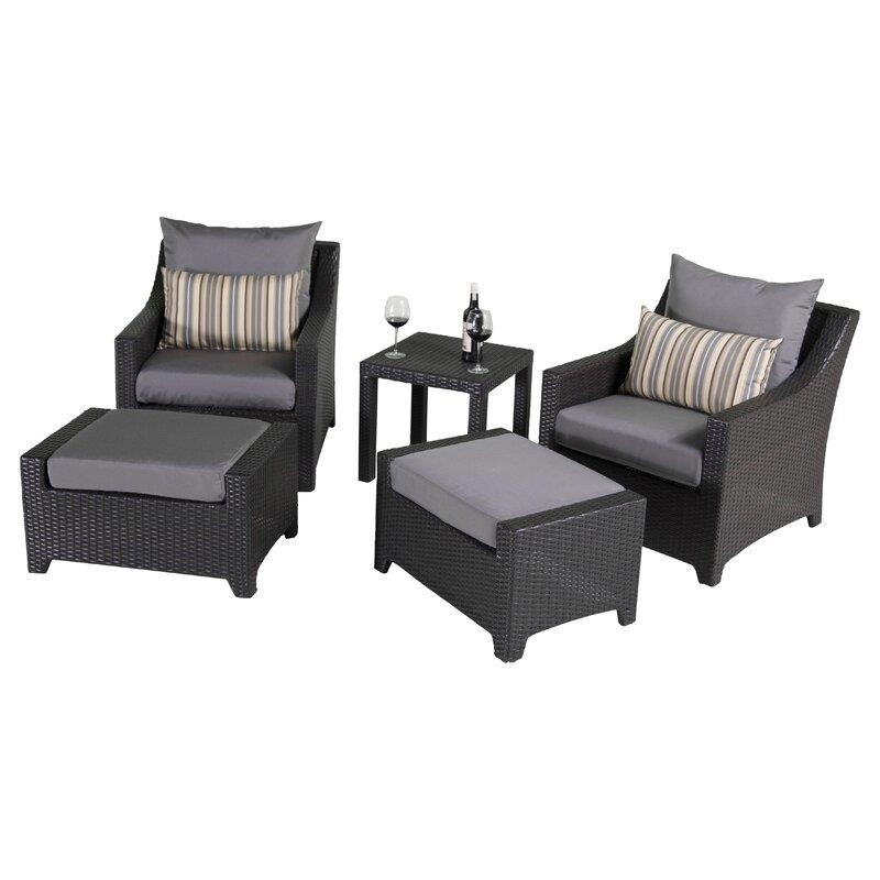 Northridge Wicker/Rattan 5 - Person Seating Group with Sunbrella Cushions