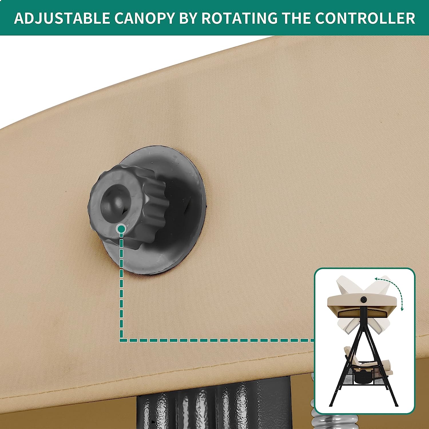 YITAHOME 3-Seat Deluxe Porch Swing Outdoor Heavy Duty Patio Swing Chair with Adjustable Canopy Removable Cushions Weather Resistant Steel Frame Suitable for Garden, Lawn, Backyard, Balcony, Navy Blue