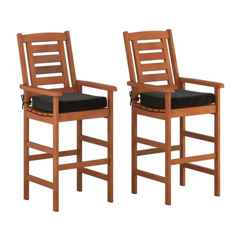 Katishia Square 4 - Person 35.5'' Long Bar Height Dining Set with Cushions