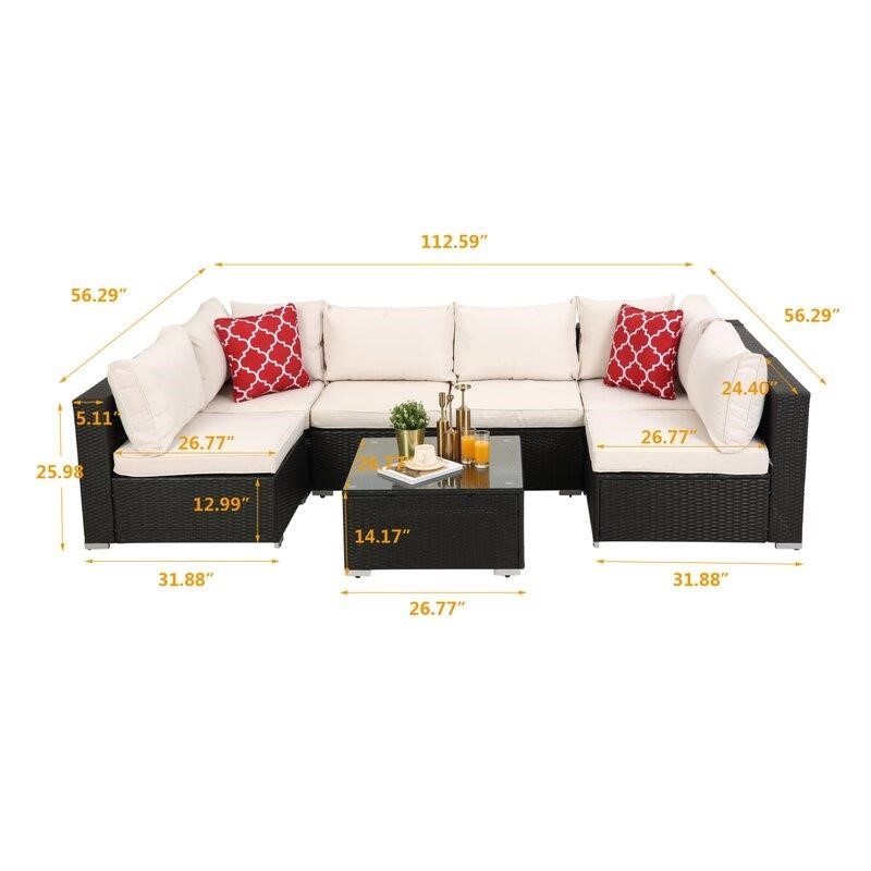 Jaelyn Wicker/Rattan 6 - Person Seating Group with Cushions